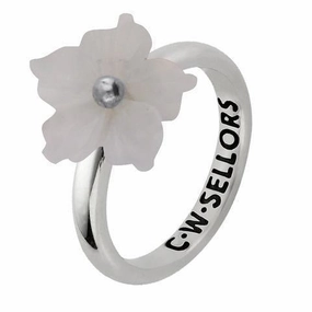Sterling Silver Chalcedony Tuberose 10mm Carnation Ring