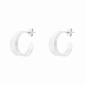 Sterling Silver Concave Hoop Earrings D