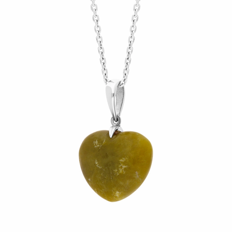 Sterling Silver Connemara Slim Bail Medium Carved Heart Necklace D