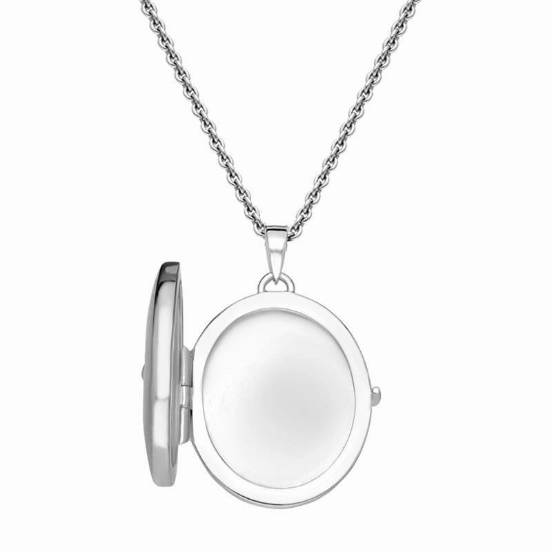 Sterling Silver Cubic Zirconia Star Centre Oval Keepsake Locket