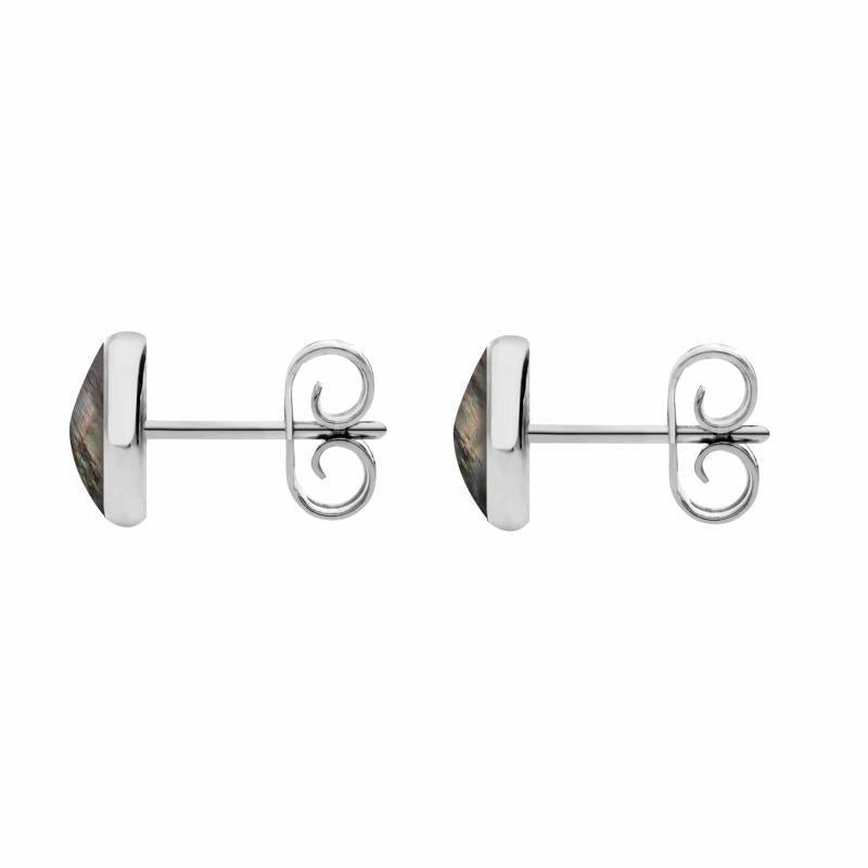 Sterling Silver Dark Mother of Pearl 6mm Classic Medium Round Stud Earrings