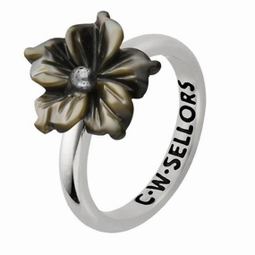 Sterling Silver Dark Mother of Pearl Tuberose 10mm Carnation Ring