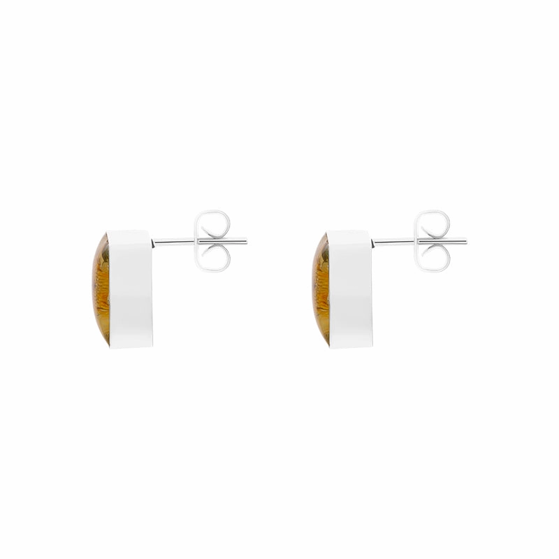 Sterling Silver Flower Square Stud Earrings D