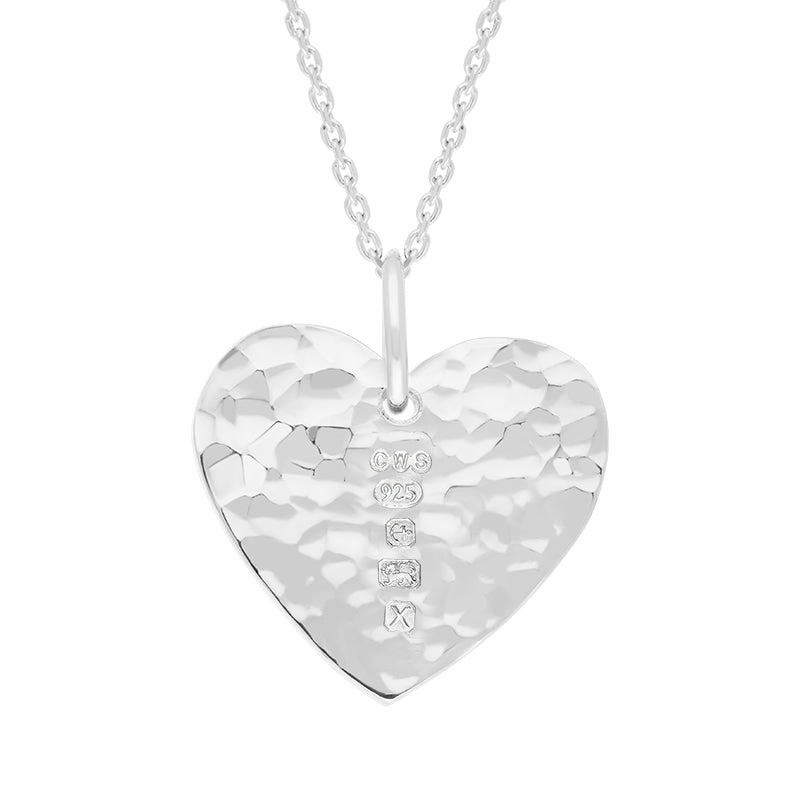 Sterling Silver Hallmark Hammered Heart Small Pendant Necklace