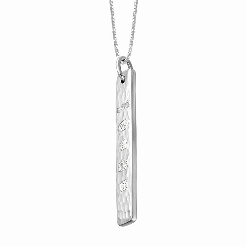 Sterling Silver Hallmark Hammered Ingot Pendant Necklace
