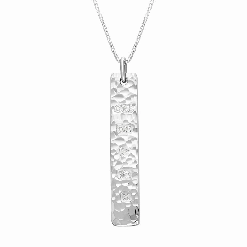 Sterling Silver Hallmark Hammered Ingot Pendant Necklace