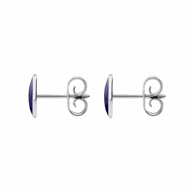 Sterling Silver Lapis Lazuli 8 x 6mm Classic Medium Oval Stud Earrings