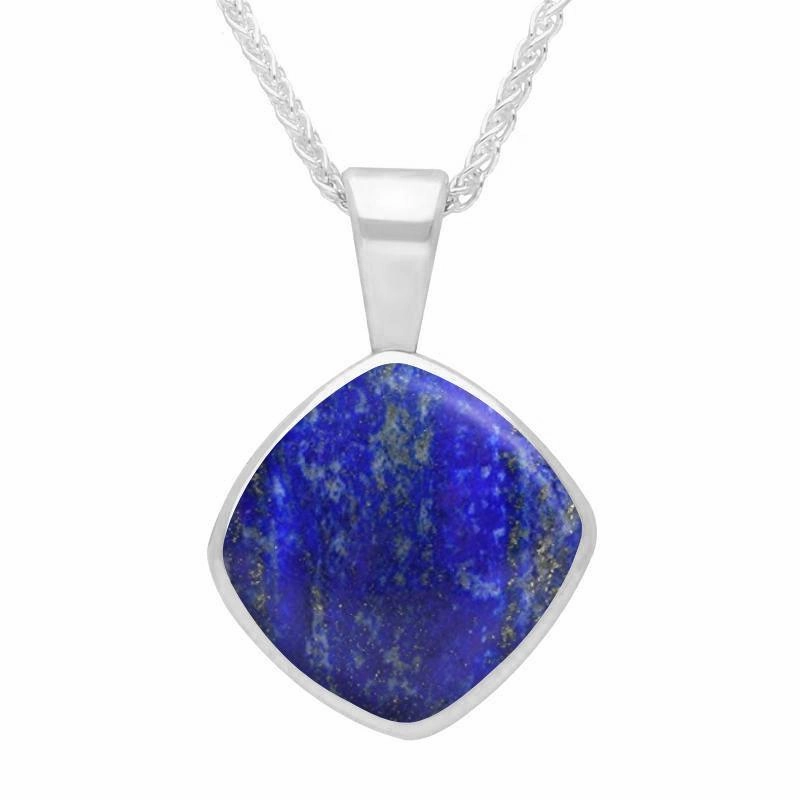 Sterling Silver Lapis Lazuli Cushion Shaped Necklace