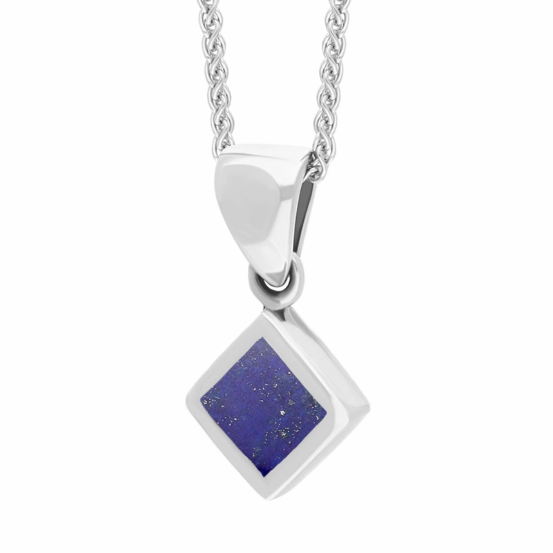 Sterling Silver Lapis Lazuli Dinky Square Necklace