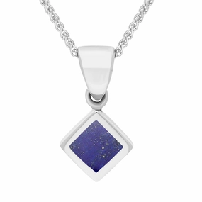 Sterling Silver Lapis Lazuli Dinky Square Necklace