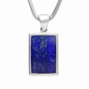 Sterling Silver Lapis Lazuli Oblong Necklace