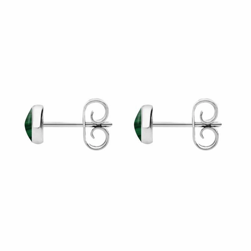 Sterling Silver Malachite 5mm Classic Small Round Stud Earrings
