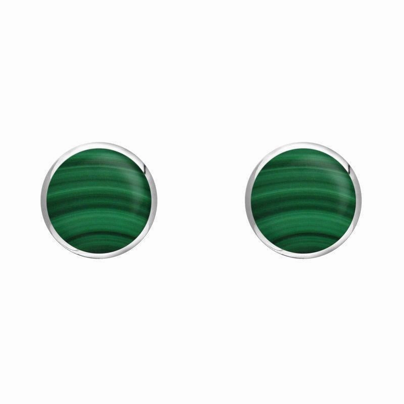 Sterling Silver Malachite 5mm Classic Small Round Stud Earrings