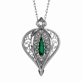 Sterling Silver Malachite Flore Filigree Small Necklace