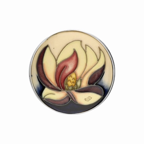 Sterling Silver Moorcroft Open Flower Round Brooch