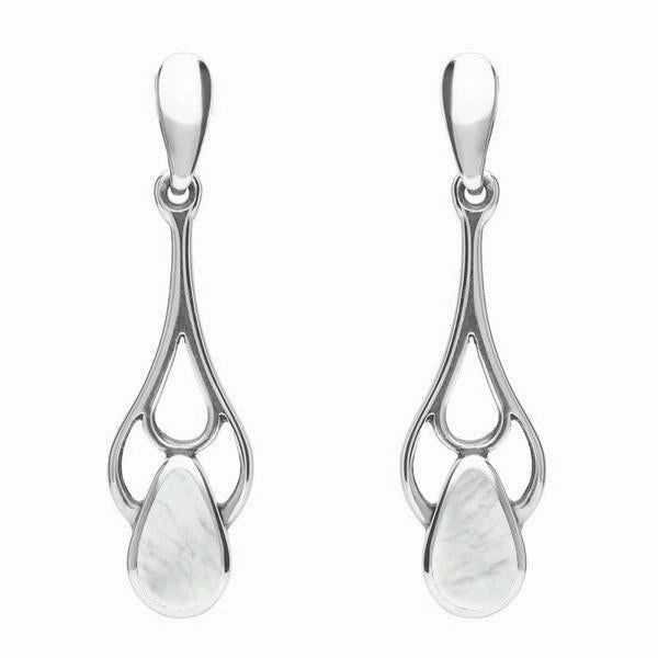Sterling Silver Mother of Pearl Pear Spoon Earrings