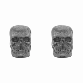 Sterling Silver Oxidised Skull Stud Earrings