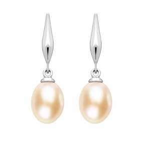 Sterling Silver Pearl Peach Drop Earrings