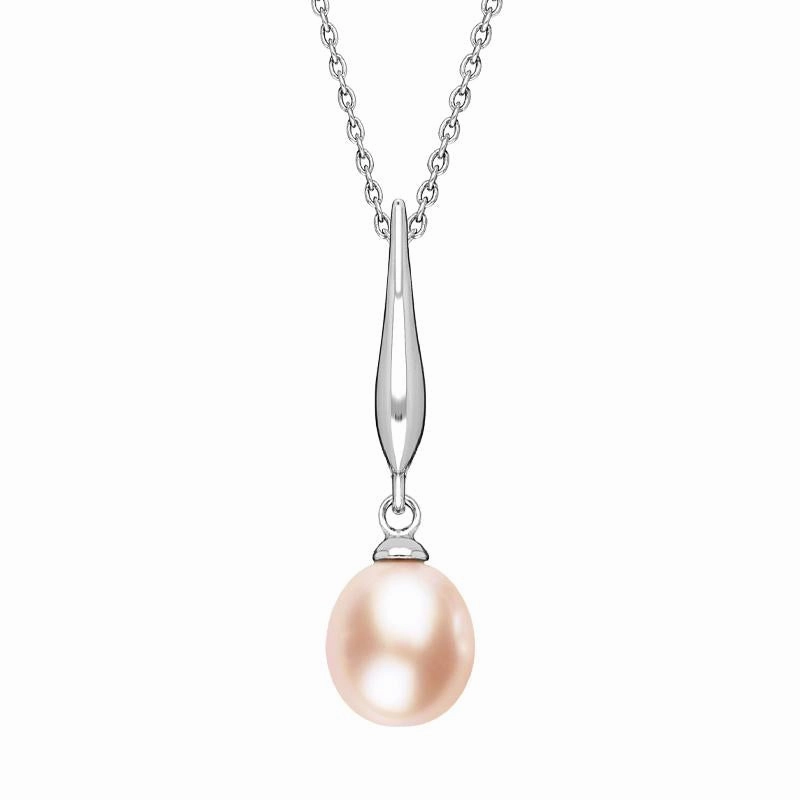 Sterling Silver Pearl Peach Drop Necklace