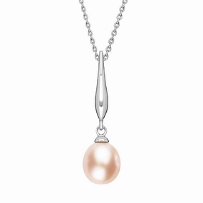Sterling Silver Pearl Peach Drop Necklace