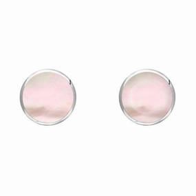 Sterling Silver Pink Mother of Pearl 5mm Classic Small Round Stud Earrings