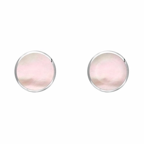 Sterling Silver Pink Mother of Pearl 5mm Classic Small Round Stud Earrings