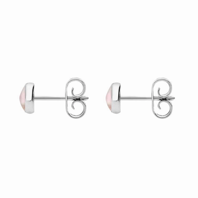Sterling Silver Pink Mother of Pearl 5mm Classic Small Round Stud Earrings
