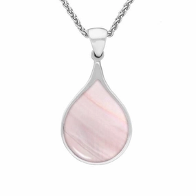 Sterling Silver Pink Mother of Pearl Balloon Shaped Necklace