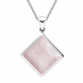 Sterling Silver Pink Mother of Pearl Rhombus Necklace