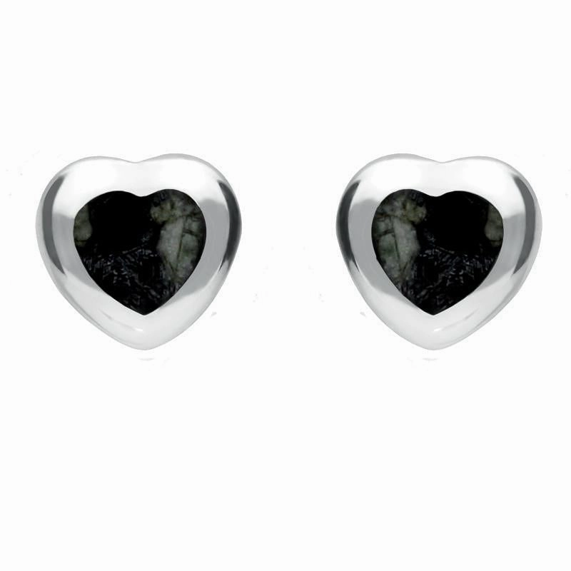 Sterling Silver Preseli Bluestone Medium Heart Stud Earrings