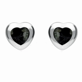 Sterling Silver Preseli Bluestone Medium Heart Stud Earrings