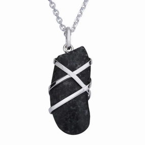Sterling Silver Preseli Bluestone Wire Wrapped Necklace