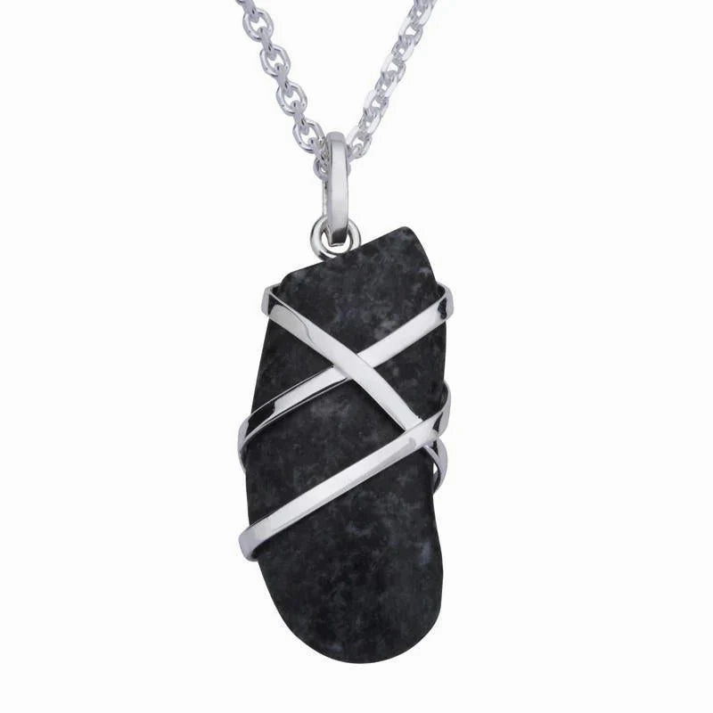 Sterling Silver Preseli Bluestone Wire Wrapped Necklace