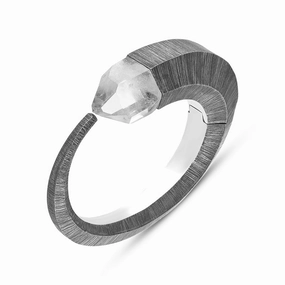 Sterling Silver Quartz Graduated Hinged Bangle D