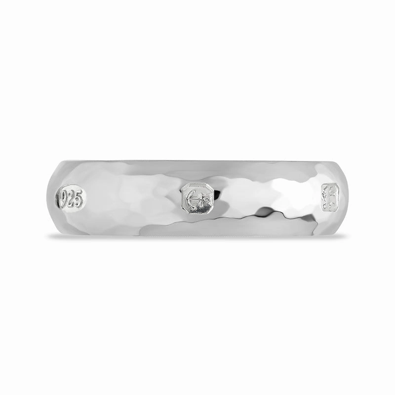 Sterling Silver Queen's Jubilee Hallmark 6mm Hammered Ring D