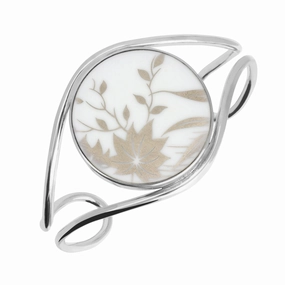 Sterling Silver Royal Crown Derby Floral Bangle D