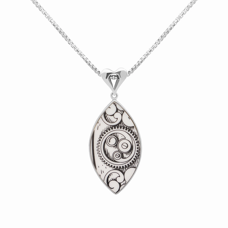 Sterling Silver Royal Crown Derby Steampunk Marquise Necklace D