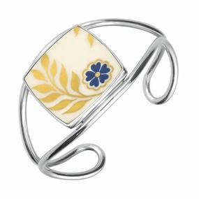 Sterling Silver Royal Crown Derby Sudbury White Cushion Bangle D
