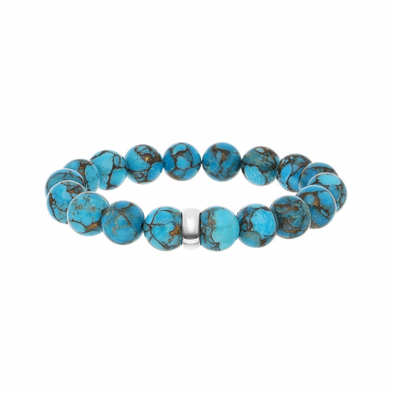 Sterling Silver Turquoise 10mm Bead Bracelet D