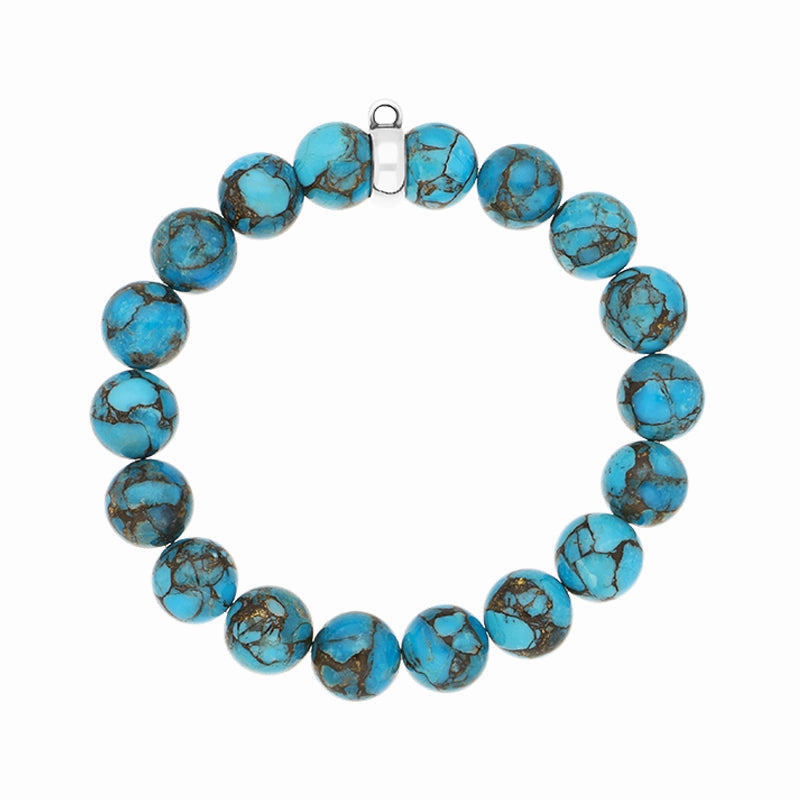 Sterling Silver Turquoise 10mm Bead Bracelet D