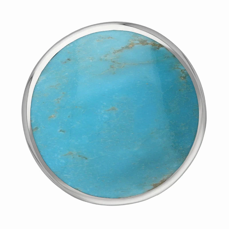 Sterling Silver Turquoise King's Coronation Hallmark Large Round Ring D