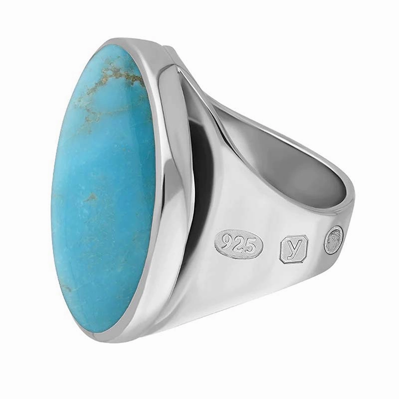 Sterling Silver Turquoise King's Coronation Hallmark Medium Round Ring D