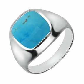Sterling Silver Turquoise Large Cushion Signet Ring