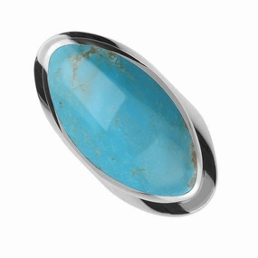 Sterling Silver Turquoise Large Oval Statement Ring