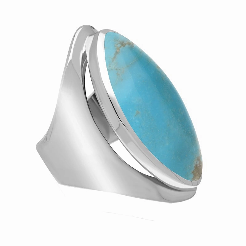 Sterling Silver Turquoise Large Oval Statement Ring
