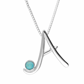 Sterling Silver Turquoise Love Letters Initial A Necklace
