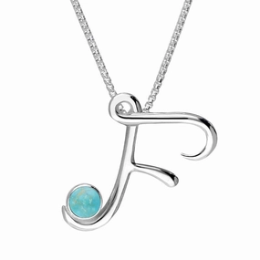Sterling Silver Turquoise Love Letters Initial F Necklace
