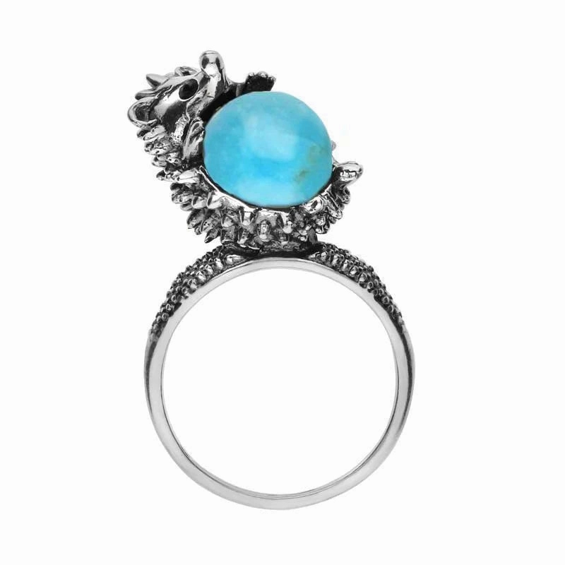 Sterling Silver Turquoise Medium Hedgehog Ring