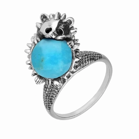 Sterling Silver Turquoise Medium Hedgehog Ring