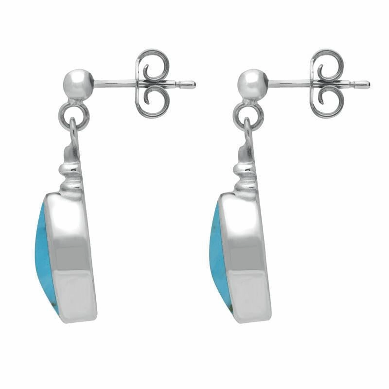 Sterling Silver Turquoise Oval Bottle Top Drop Earrings